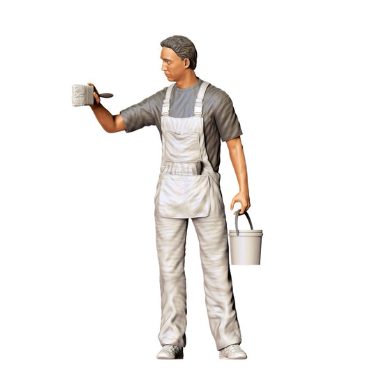 Figurine miniature : Peintre/Vernisseur avec pinceau et seau - Artisan (n° 278)