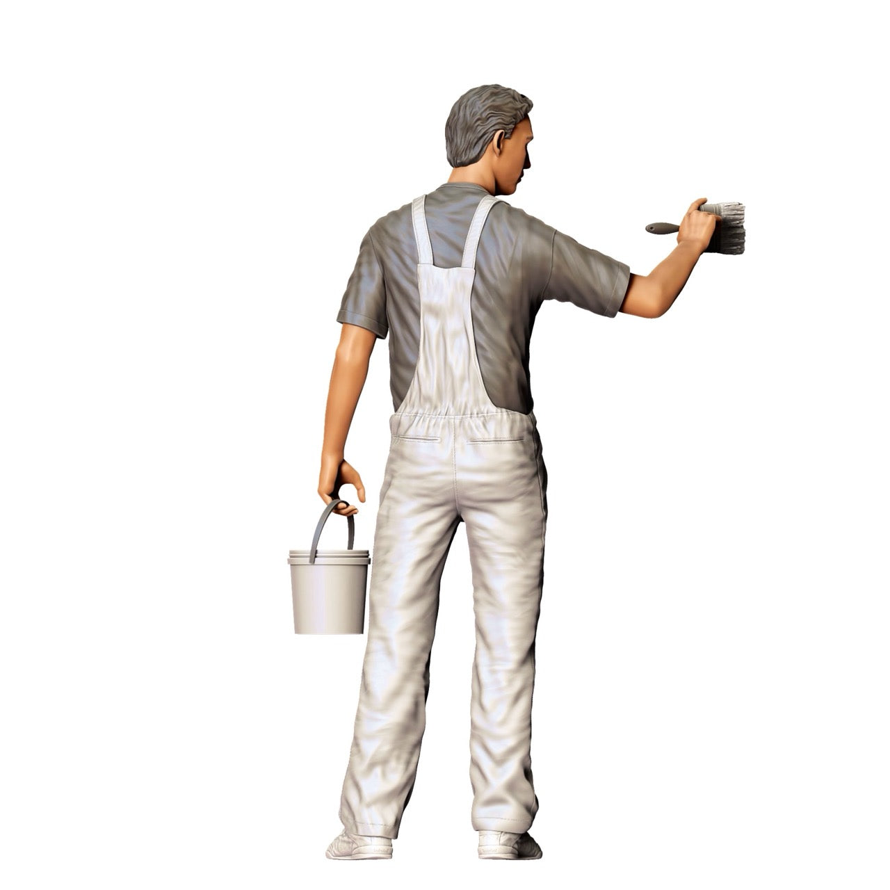 Figurine miniature : Peintre/Vernisseur avec pinceau et seau - Artisan (n° 278)