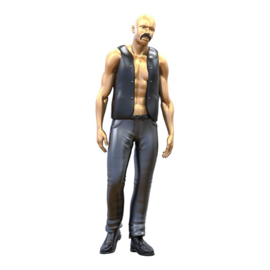 Figurine miniature de motard/membre de gang avec gilet : homme chauve (n° 283)