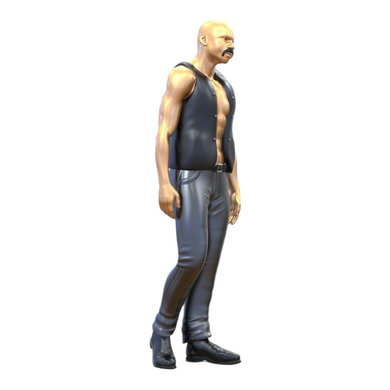 Figurine miniature de motard/membre de gang avec gilet : homme chauve (n° 283)
