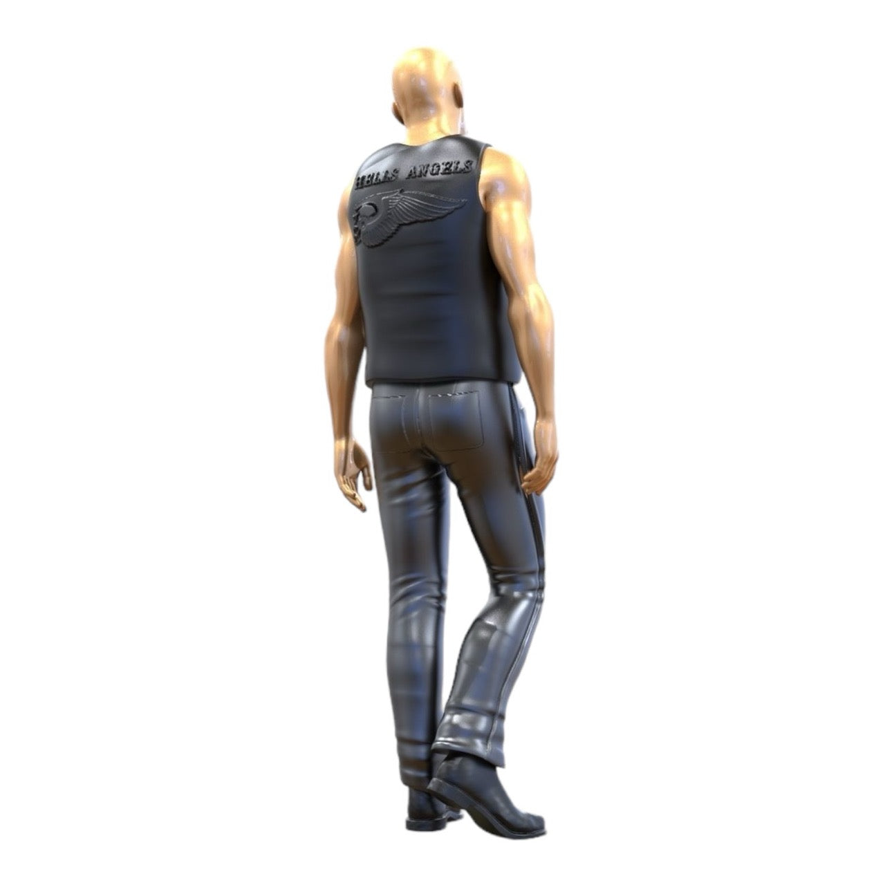 Figurine miniature de motard/membre de gang avec gilet : homme chauve (n° 283)