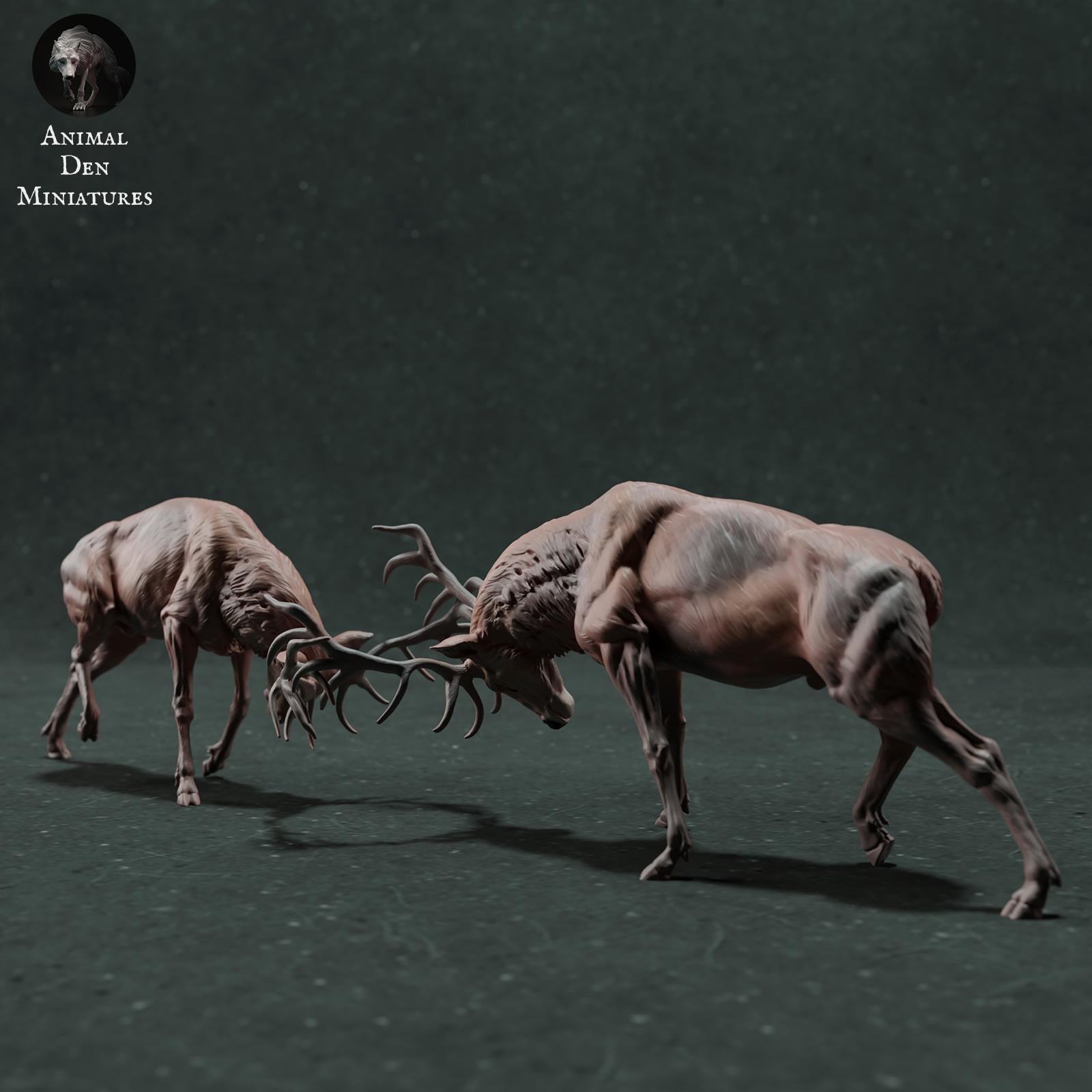 Photo de produit Figurine animale diorama, modélisme : 0 : Figurine de faune : cerfs rouges en combat – diorama de combat de cerfs (Réf 01_01_71)