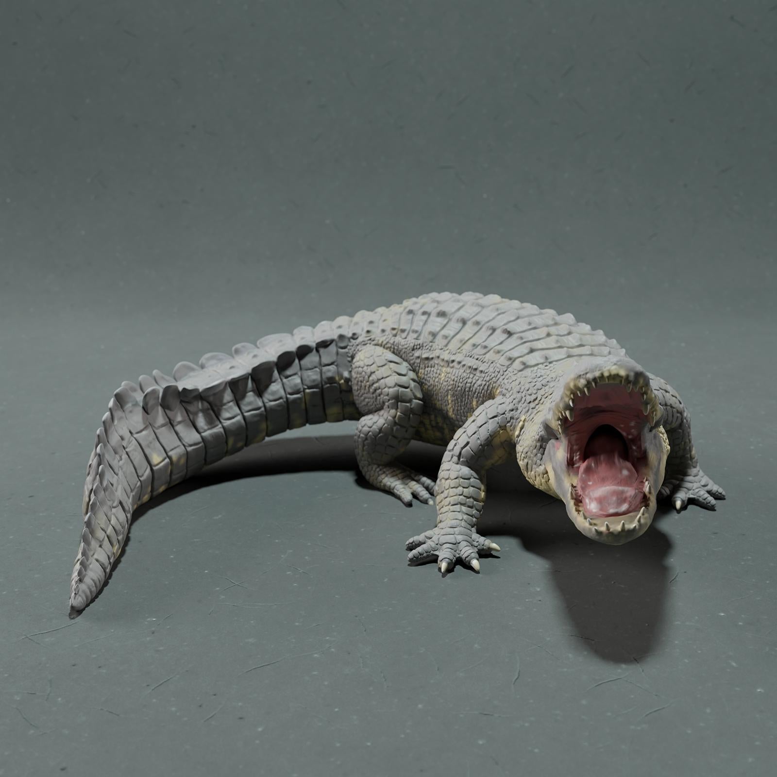 Photo de produit Figurine animale Diorama, Modélisme : 0 : Figurine d'animal sauvage : Alligator américain – Pose d'attaque (Ref 01_01_78)