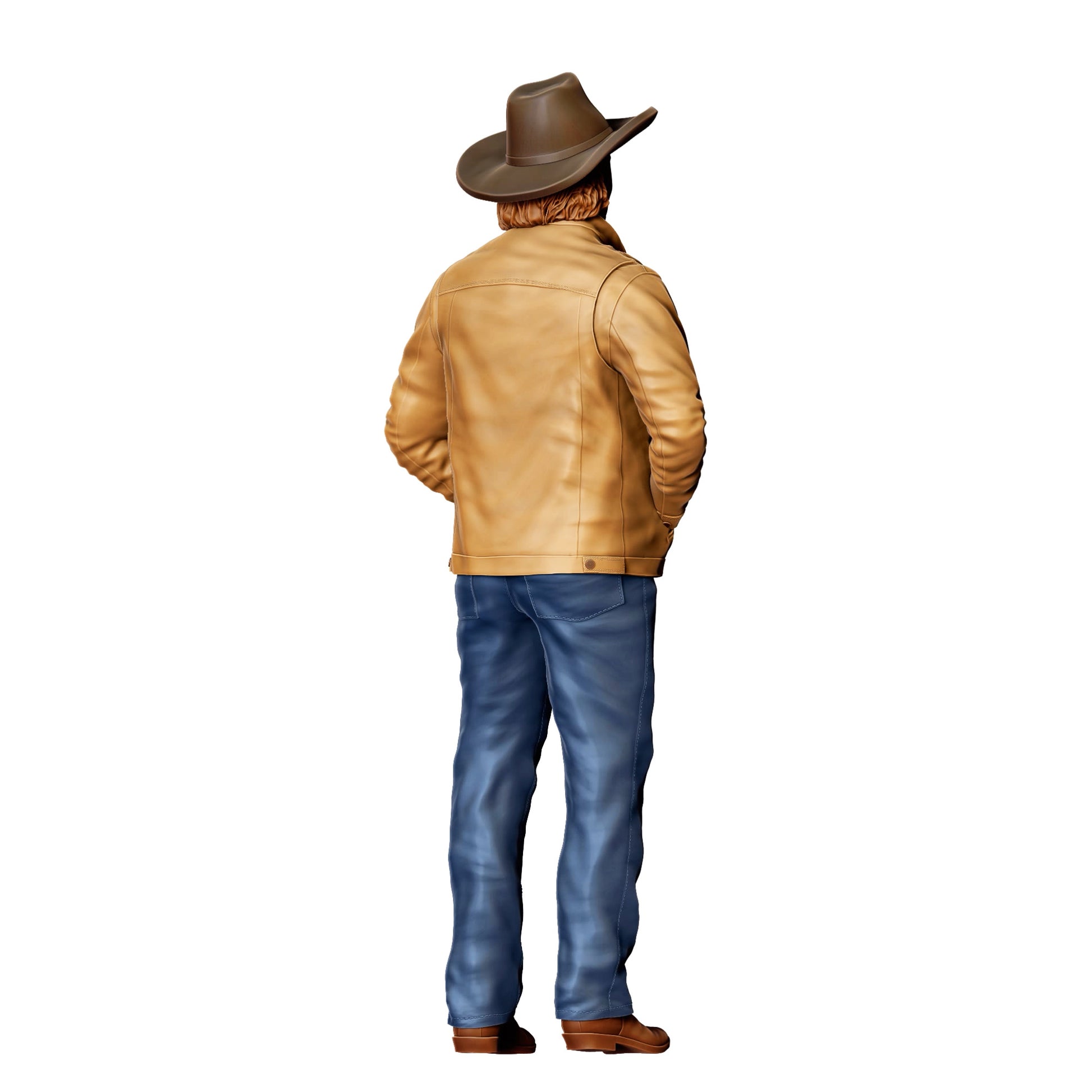 3DP Miniatures 2: Stehende Figur: Cowboy mit Hut, Jacke, Jeans & Stiefeln, Hände in den Jackentaschen (Ref. Nr. 457)