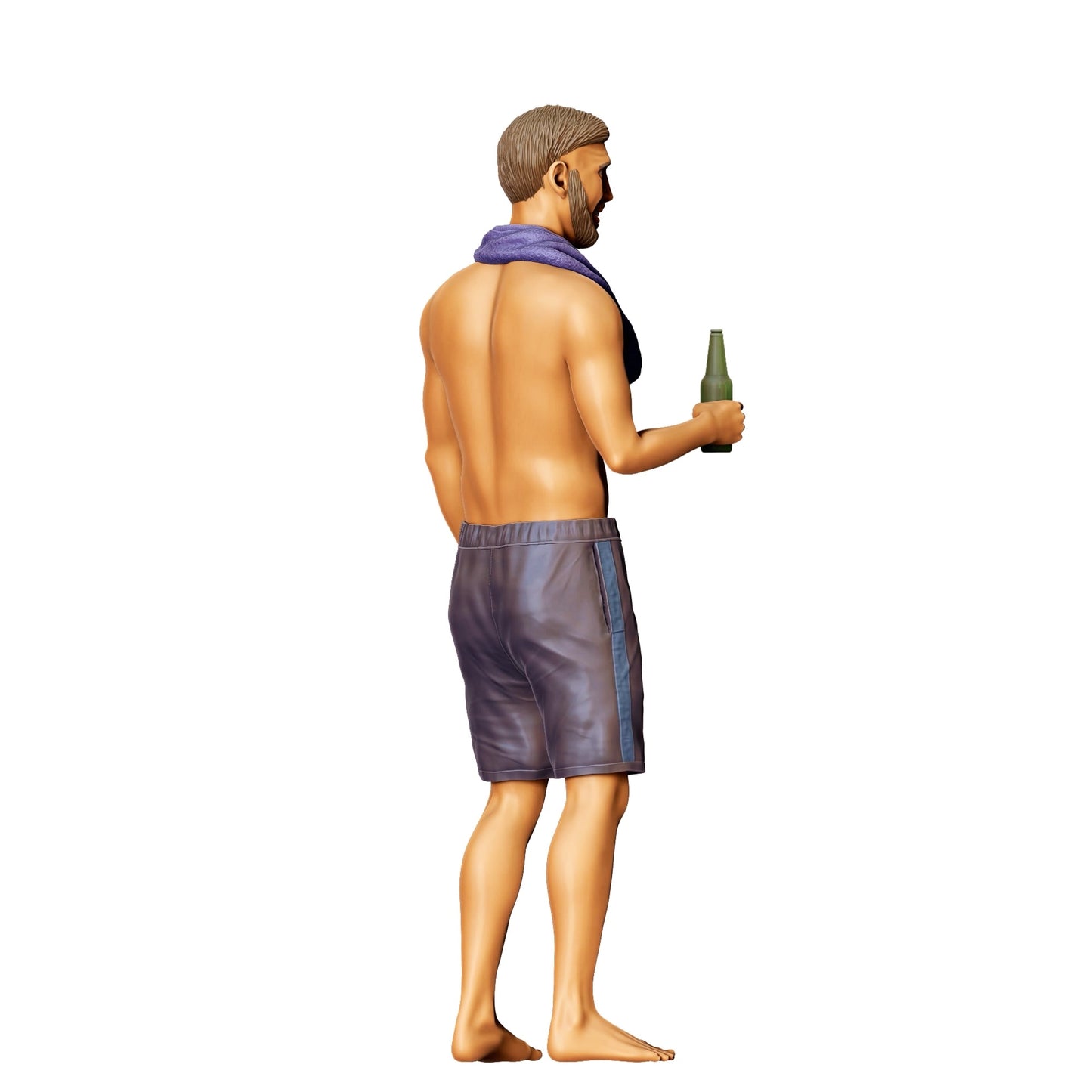 Photo de produit de modélisme diorama 0 : Fête au bord de la piscine - Homme avec serviette et bouteille de bière (Réf. n° 321)