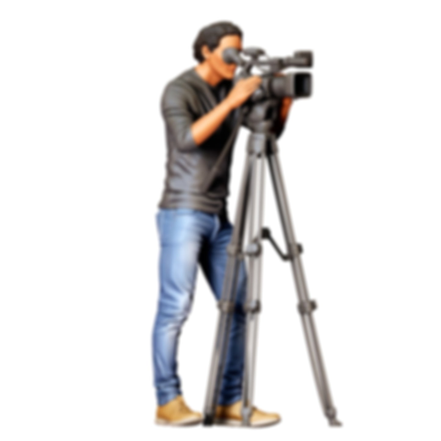 3DP Miniatures 0: Stehende Figur: Kameramann mit Videokamera auf Dreibein-Stativ (Ref. Nr. 513)