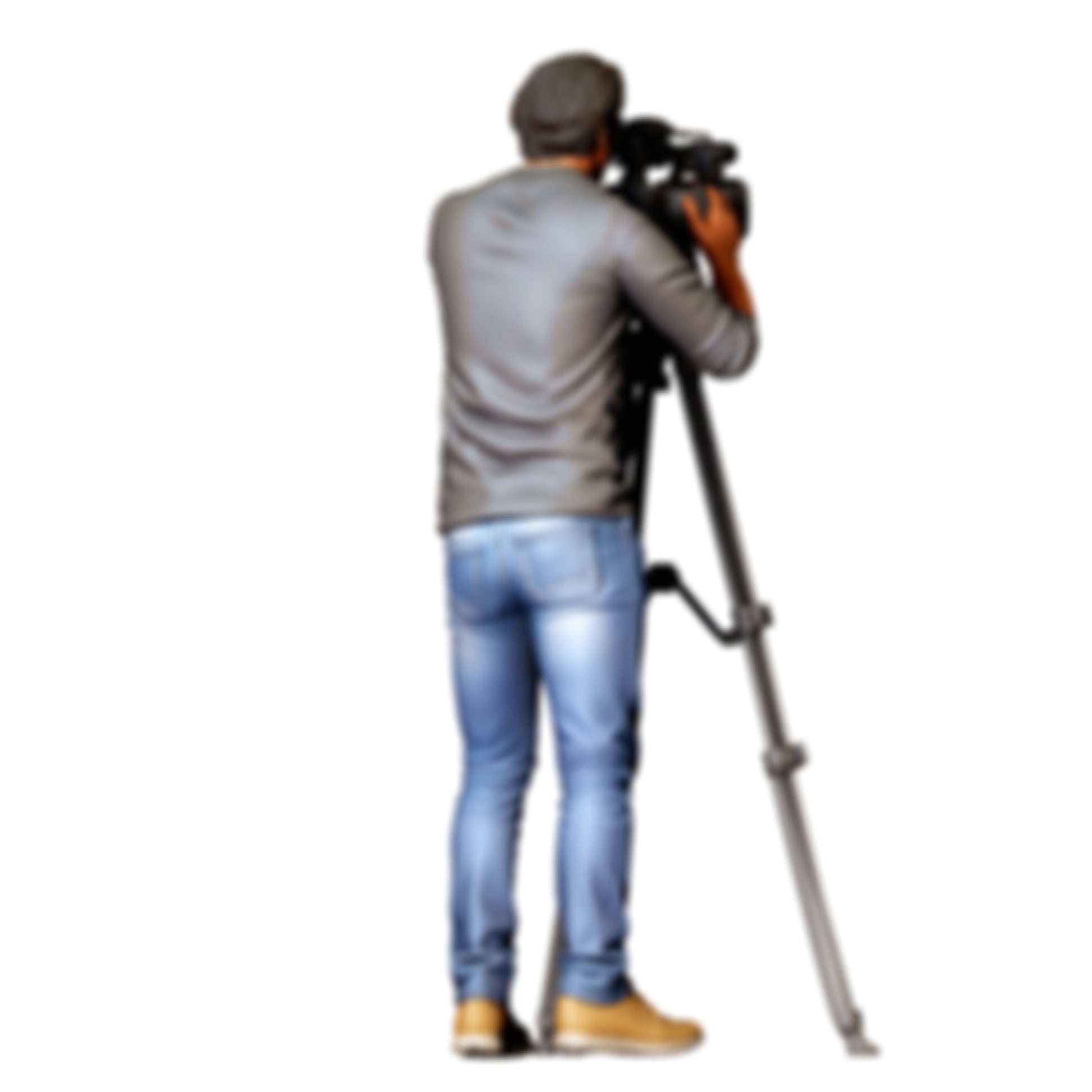 3DP Miniatures 2: Stehende Figur: Kameramann mit Videokamera auf Dreibein-Stativ (Ref. Nr. 513)