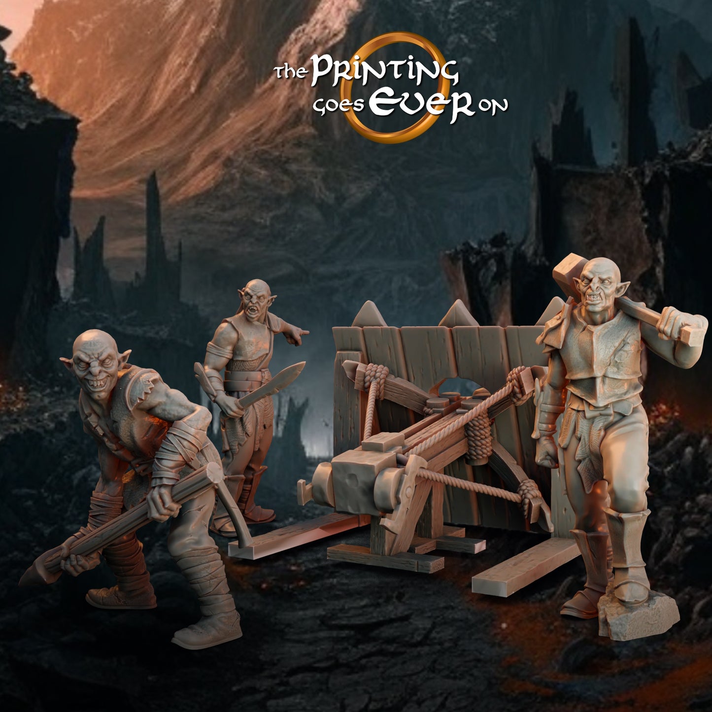 Photo de produit Tabletop 28mm The Printing Goes Ever On (TPGEO) 0 : Orque lanceur de javelots avec équipage : Troupe de siège - Attaquant de la ville blanche