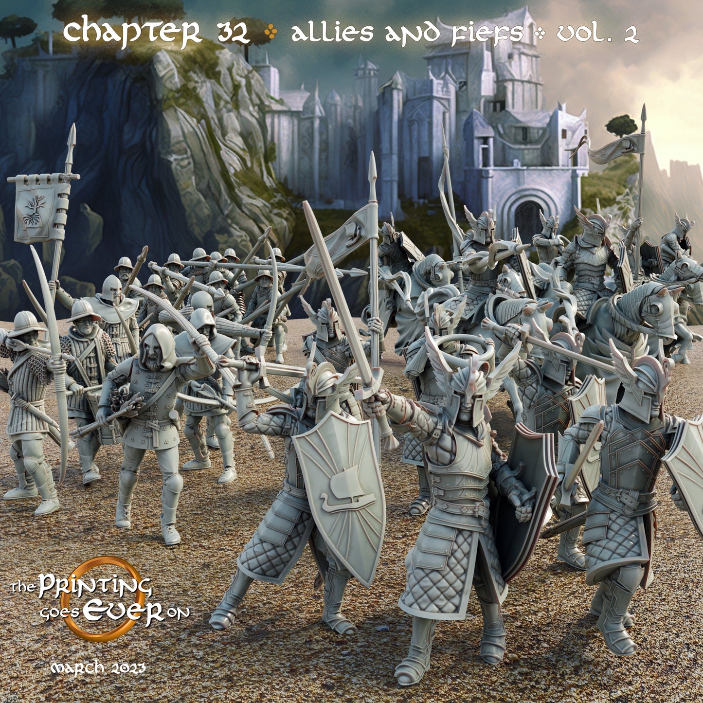 Photo de produit Tabletop 28mm The Printing Goes Ever On (TPGEO) 0 : Armée des Chevaliers Cygnes : Guerriers médiévaux - Gardiens de la ville blanche