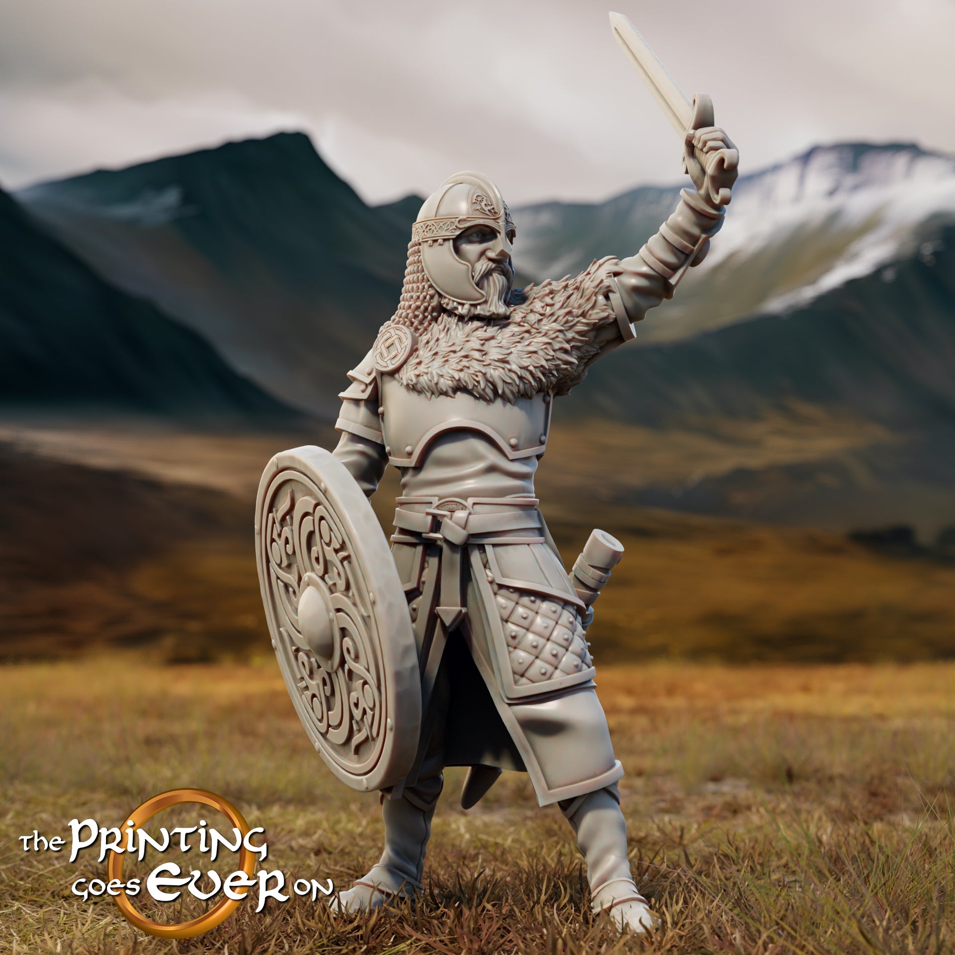 Produktfoto Tabletop 28mm The Printing Goes Ever On (TPGEO)  0: König Teobald Reiter und zu Fuß: Mächtiger König der Menschen