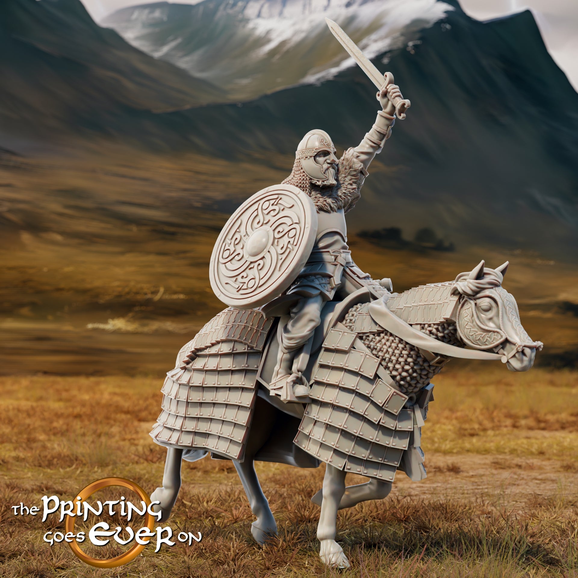 Produktfoto Tabletop 28mm The Printing Goes Ever On (TPGEO)  0: König Teobald Reiter und zu Fuß: Mächtiger König der Menschen
