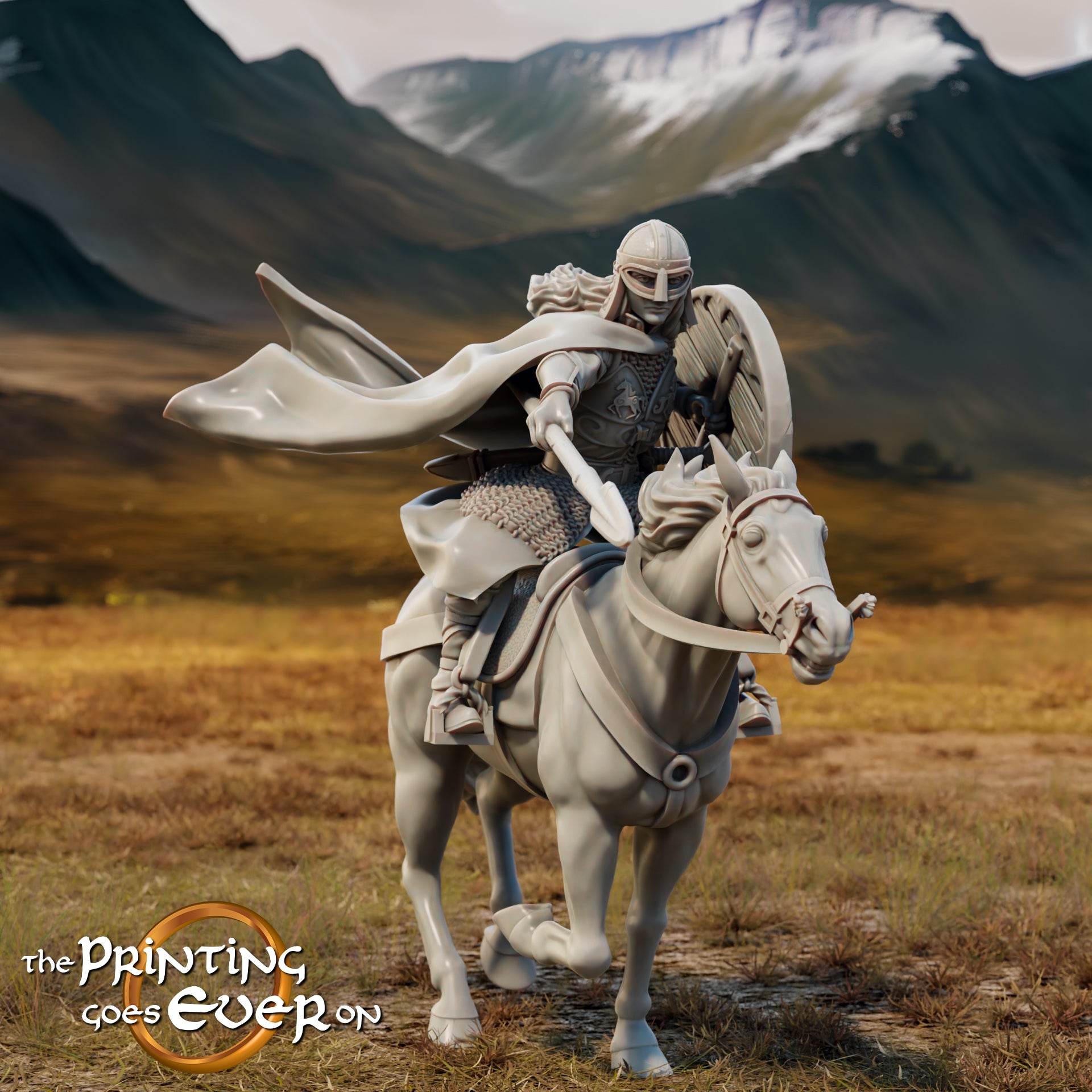 Photo du produit Tabletop 28mm The Printing Goes Ever On (TPGEO) 0 : Princesse Eadwela à cheval et à pied : Fille de la famille royale