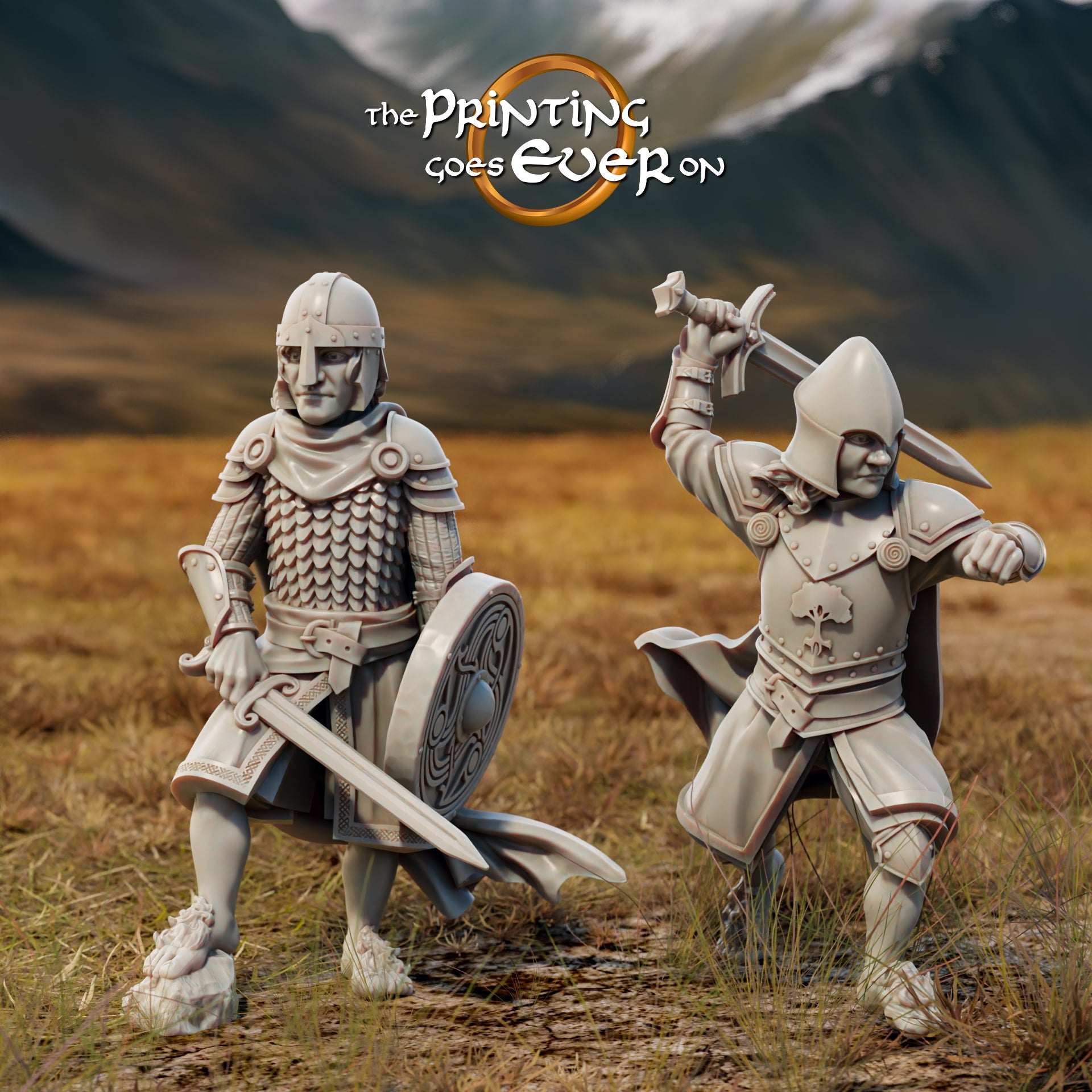 Photo du produit Tabletop 28mm The Printing Goes Ever On (TPGEO) 0 : Mippin et Perry : Courageux Halflings en tenue de bataille