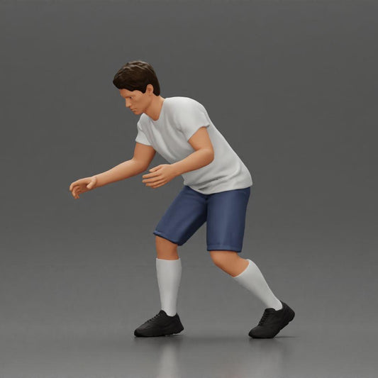 Diorama Modélisme Photo de produit 0 : Miniature diorama : Homme en short jouant au baby-foot, T-shirt et chaussettes hautes (Ref Nr. A71)