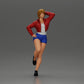 Diorama Modélisme Photo de produit 0 : Miniature féminine avec cheveux courts, veste et shorts, adossée à une voiture (Ref Nr. A67)