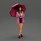 Diorama modélisme photo produit 0 : Figurine diorama féminine en cardigan ouvert et shorts avec parapluie (Ref Nr. A92)