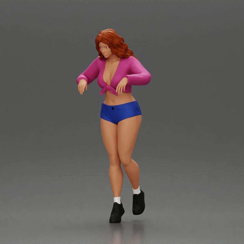 Diorama modélisme photo produit 0 : Figurine diorama féminine en mini-jupe et shorts, debout au bord des escaliers (Réf n° A73)