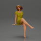 Diorama Modélisme Photo de produit 0 : Figurine de diorama : Femme assise en robe, pieds nus, cheveux courts au vent (Ref Nr. A95)