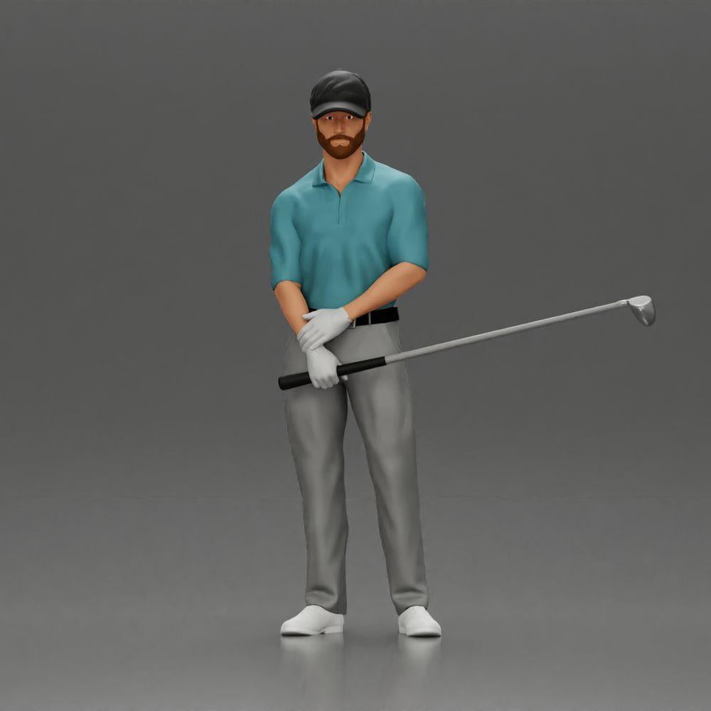 Diorama modélisme photo produit 0 : Figurine de diorama : Miniature golfeur debout avec casquette, gant et club de golf - Figurine de diorama (Ref Nr. A143)