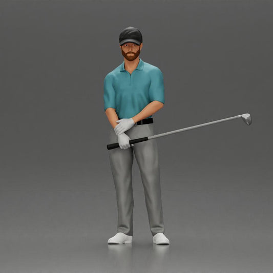 Diorama modélisme photo produit 0 : Figurine de diorama : Miniature golfeur debout avec casquette, gant et club de golf - Figurine de diorama (Ref Nr. A143)