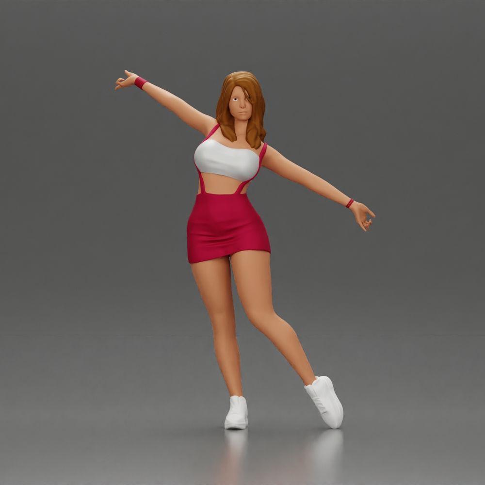 Diorama modélisme photo produit 0 : Figurine de diorama : femme dynamique en tenue de sport rouge, pose debout, baskets (Ref Nr. A124)