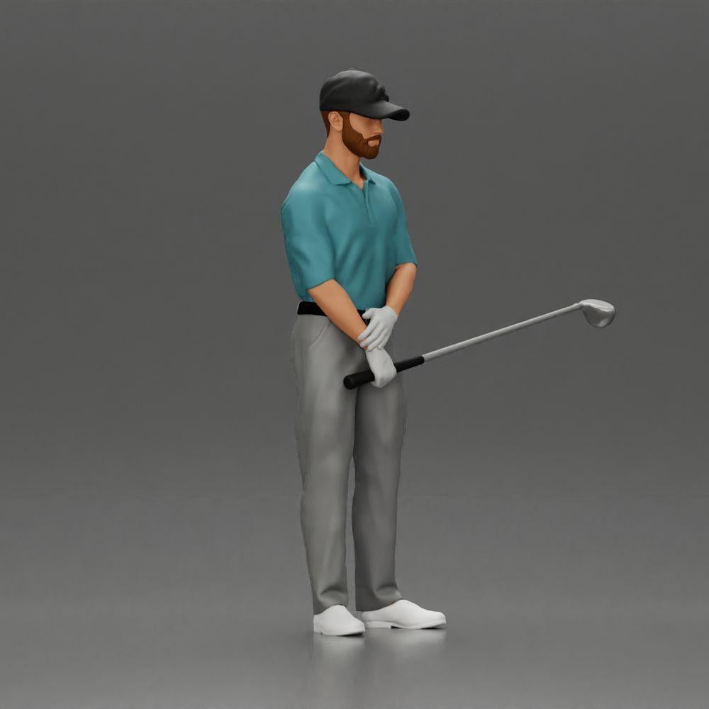Diorama Modélisme Photo de produit 1 : Figurine de diorama : Miniature golfeur debout avec casquette, gant et club de golf - Figurine de diorama (Ref Nr. A143)