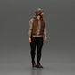 Diorama Modélisme Photo de produit 1 : Figurine de diorama : Homme barbu en vêtements d'hiver, marchant - Miniature de diorama (Ref Nr. A129)