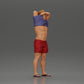 Diorama modélisme photo produit 1 : Miniature debout : homme musclé en short tirant un T-shirt par-dessus la tête (Ref Nr. A90)