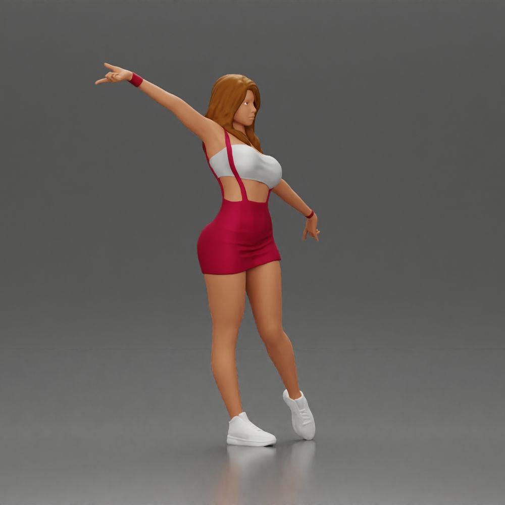 Diorama modélisme photo produit 1 : Figurine diorama : femme dynamique en tenue de sport rouge, pose debout, baskets (Ref Nr. A124)