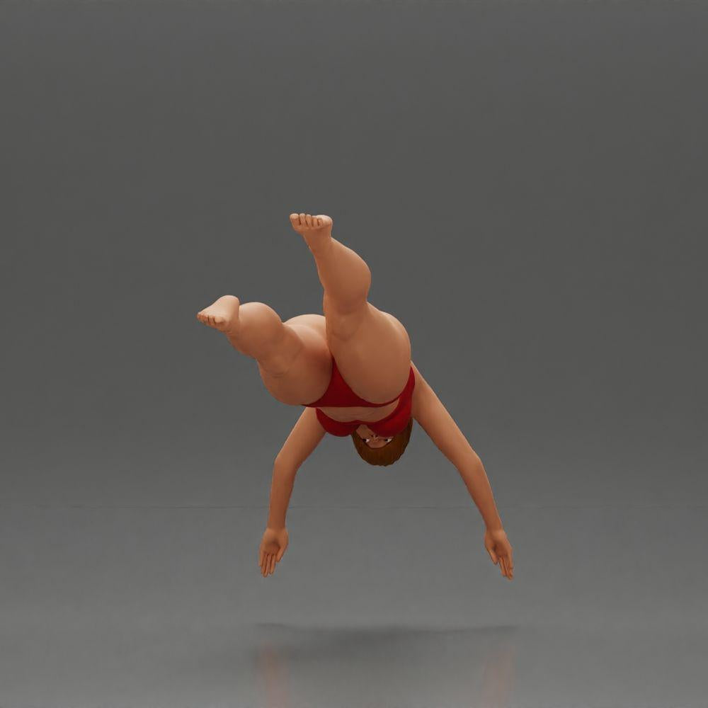 Diorama modélisme photo produit 2 : Miniature diorama : Femme en bikini rouge, pose de plongée/saut élégante (Ref Nr. A137)