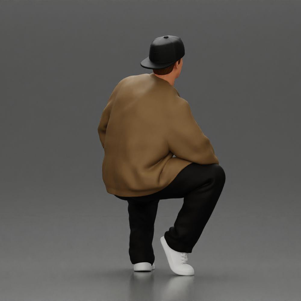 Diorama modélisme photo produit 2 : Figurine de diorama : Homme hip-hop assis avec veste, casquette et baskets (Ref Nr. A62)