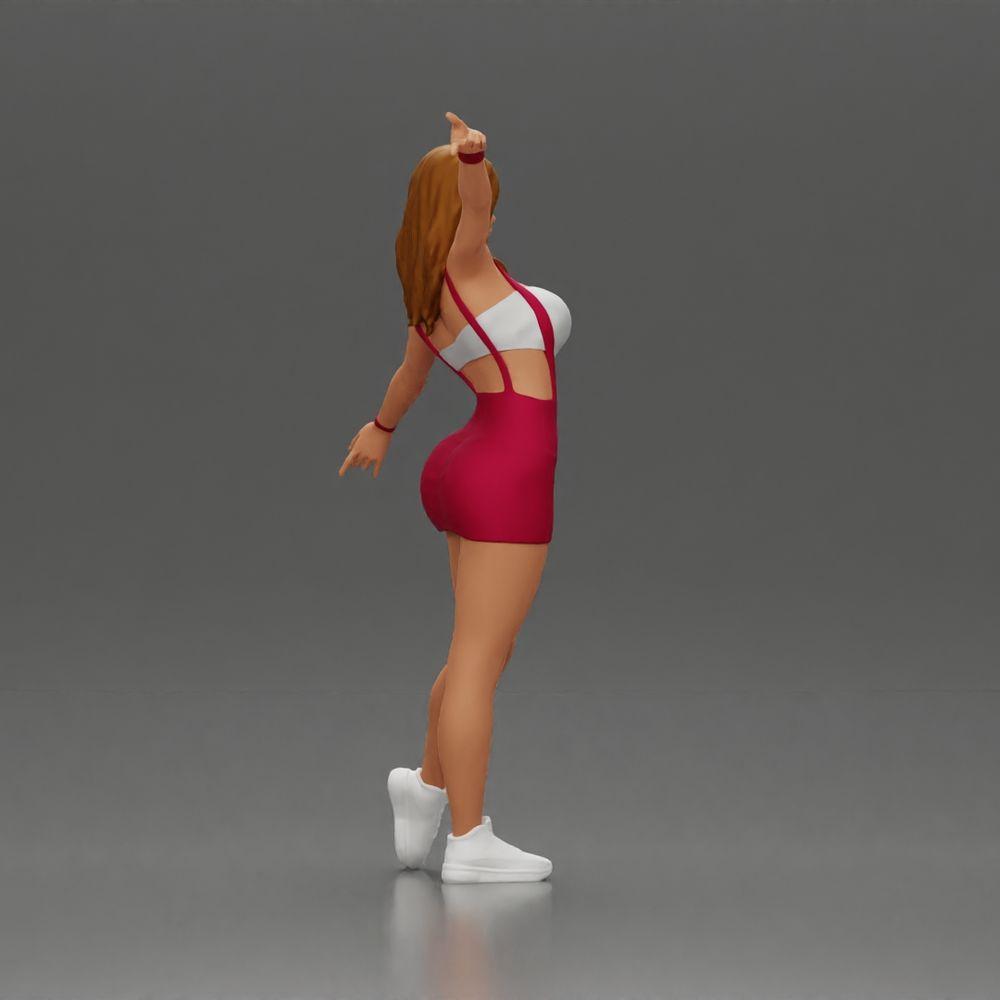 Diorama modélisme photo produit 2 : Figurine de diorama : femme dynamique en tenue de sport rouge, pose debout, baskets (Ref Nr. A124)