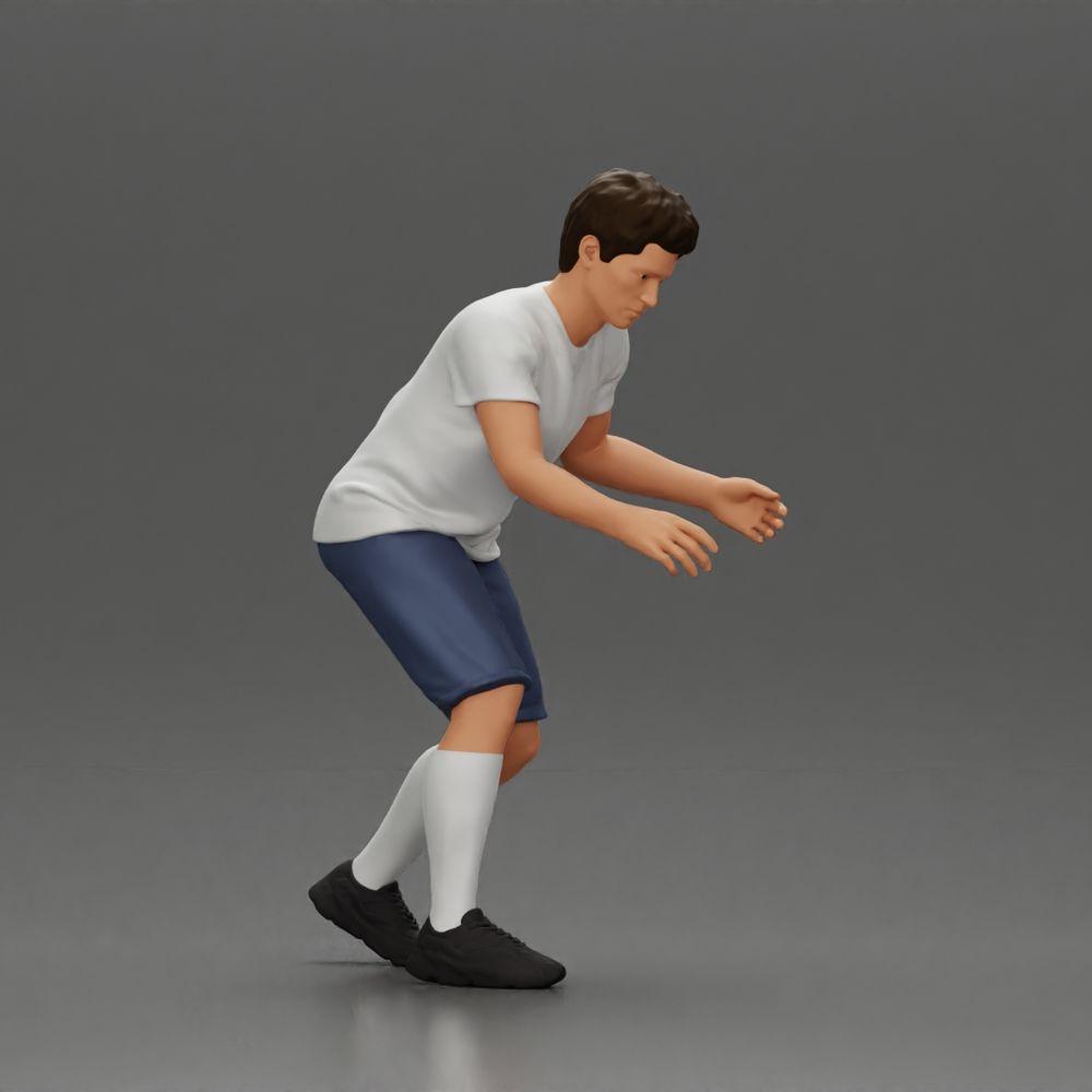 Diorama modélisme photo produit 2 : Miniature diorama : Homme en shorts jouant au baby-foot, T-shirt et chaussettes hautes (Ref Nr. A71)