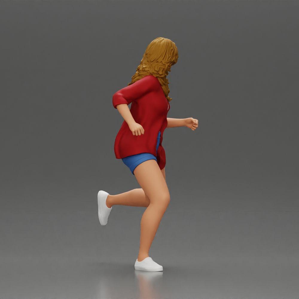Diorama modélisme photo produit 2 : Figurine diorama : Jeune femme courant avec chemise ouverte et shorts, déterminée (Ref Nr. A102)
