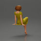 Diorama modélisme photo produit 2 : Figurine de diorama : Femme assise en robe, pieds nus, cheveux courts dans le vent (Ref Nr. A95)