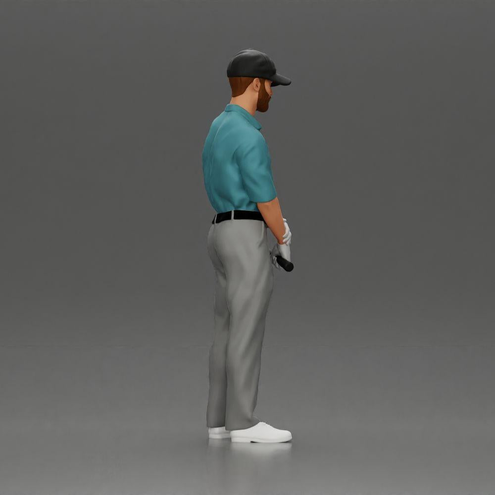 Diorama Modélisme Photo de produit 2 : Figurine de diorama : Miniature golfeur debout avec casquette, gant et club de golf - Figurine de diorama (Ref Nr. A143)