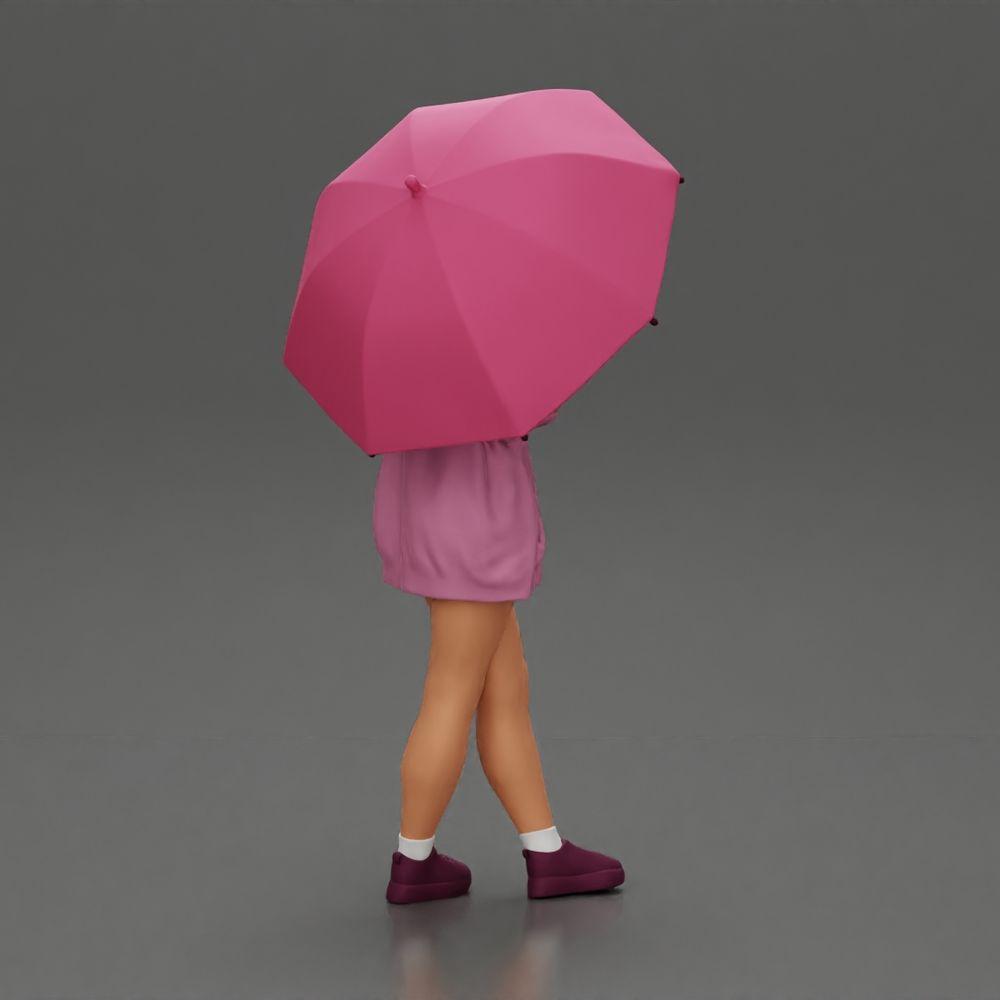 Diorama modélisme photo produit 2 : Figurine diorama féminine en cardigan ouvert et shorts avec parapluie (Ref Nr. A92)
