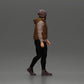 Diorama modélisme photo produit 2 : Figurine diorama : Homme barbu en vêtements d'hiver, marchant - Miniature diorama (Ref Nr. A129)