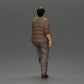 Diorama modélisme photo produit 2 : figurine miniature : homme asiatique corpulent, regardant vers le haut, en chemise, pied sur une marche (Ref Nr. A101)