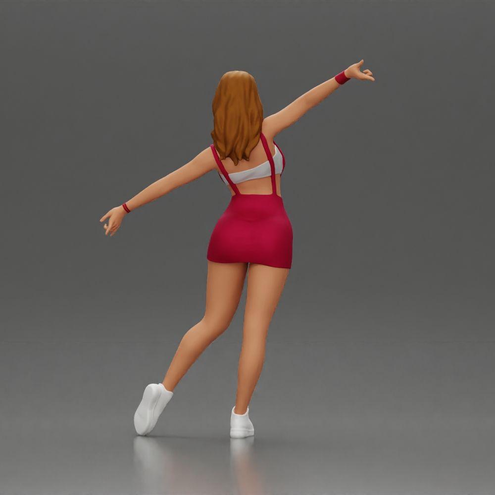 Diorama modélisme photo produit 3 : Figurine diorama : femme dynamique en tenue de sport rouge, pose debout, baskets (Ref Nr. A124)