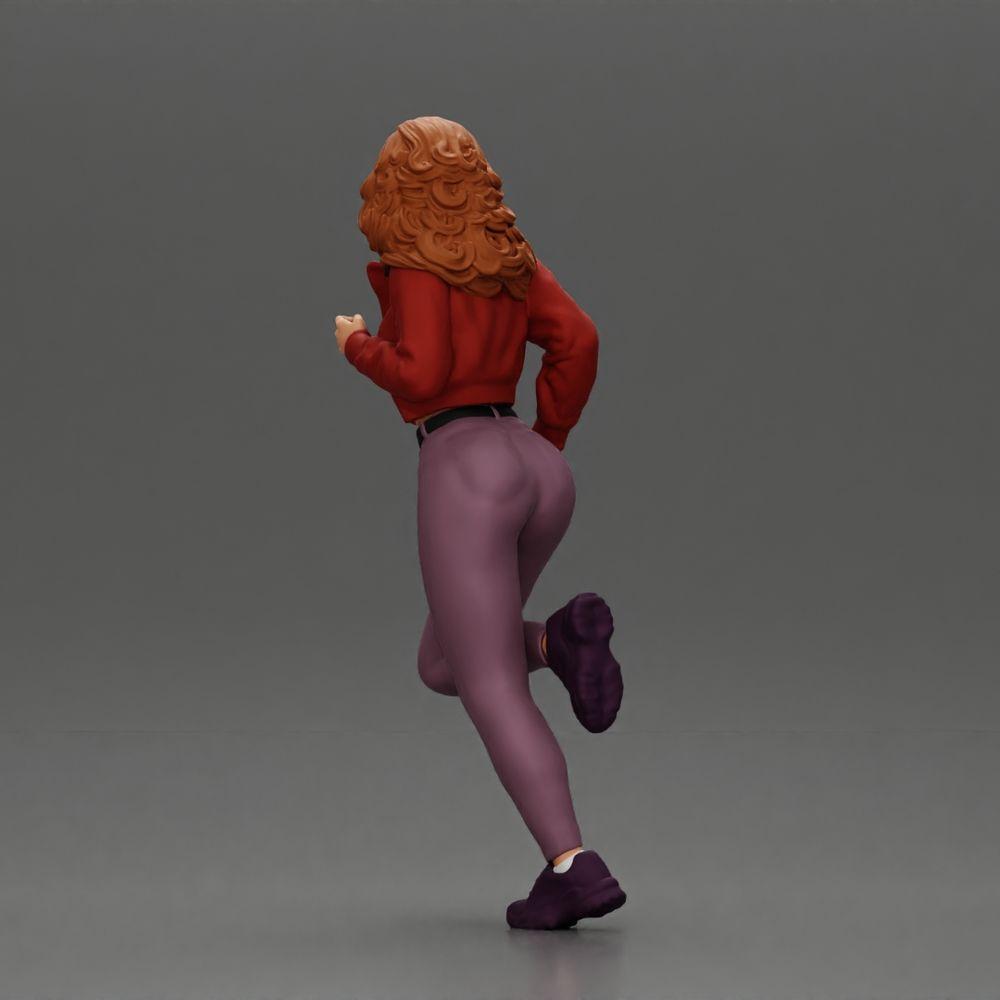 Diorama modélisme photo produit 3 : Figurine diorama : Fille courant avec de longs cheveux en veste (Ref Nr. A96)