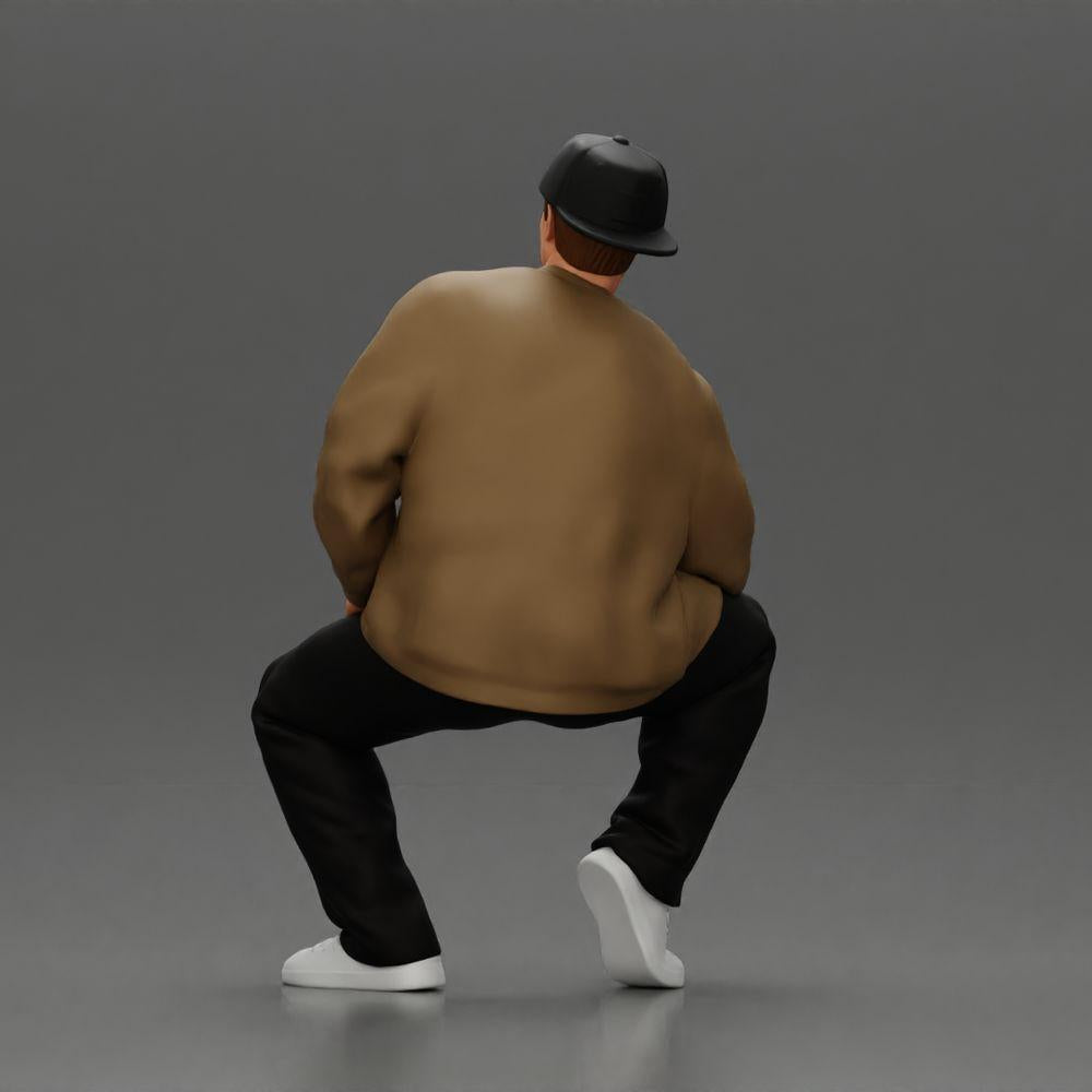 Diorama modélisme photo produit 3 : Figurine diorama : Homme hip-hop assis avec veste, casquette et baskets (Ref Nr. A62)