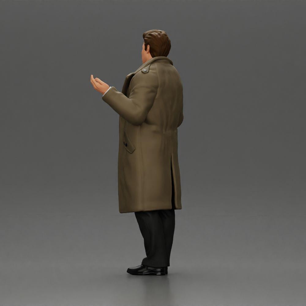 Photo de produit de modélisme diorama 4 : Figurine de diorama : Détective de police en manteau, debout avec les mains ouvertes (Ref Nr. A63)