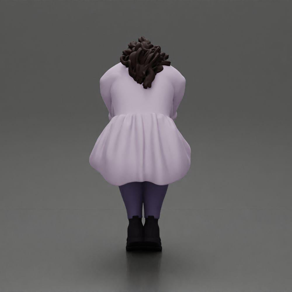 Diorama modélisme photo produit 4 : Figurine miniature : fille triste avec des manches bouffantes, assise, visage dans les mains (Ref Nr. A88)