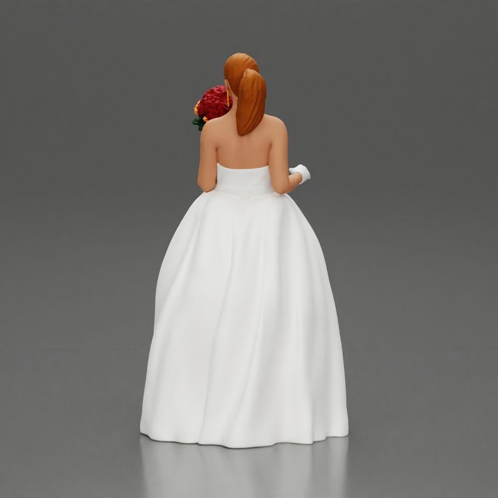 Diorama Modélisme Photo de produit 4 : Figurine de diorama : Miniature mariée en robe blanche longue avec bouquet de fleurs (Ref Nr. A132)