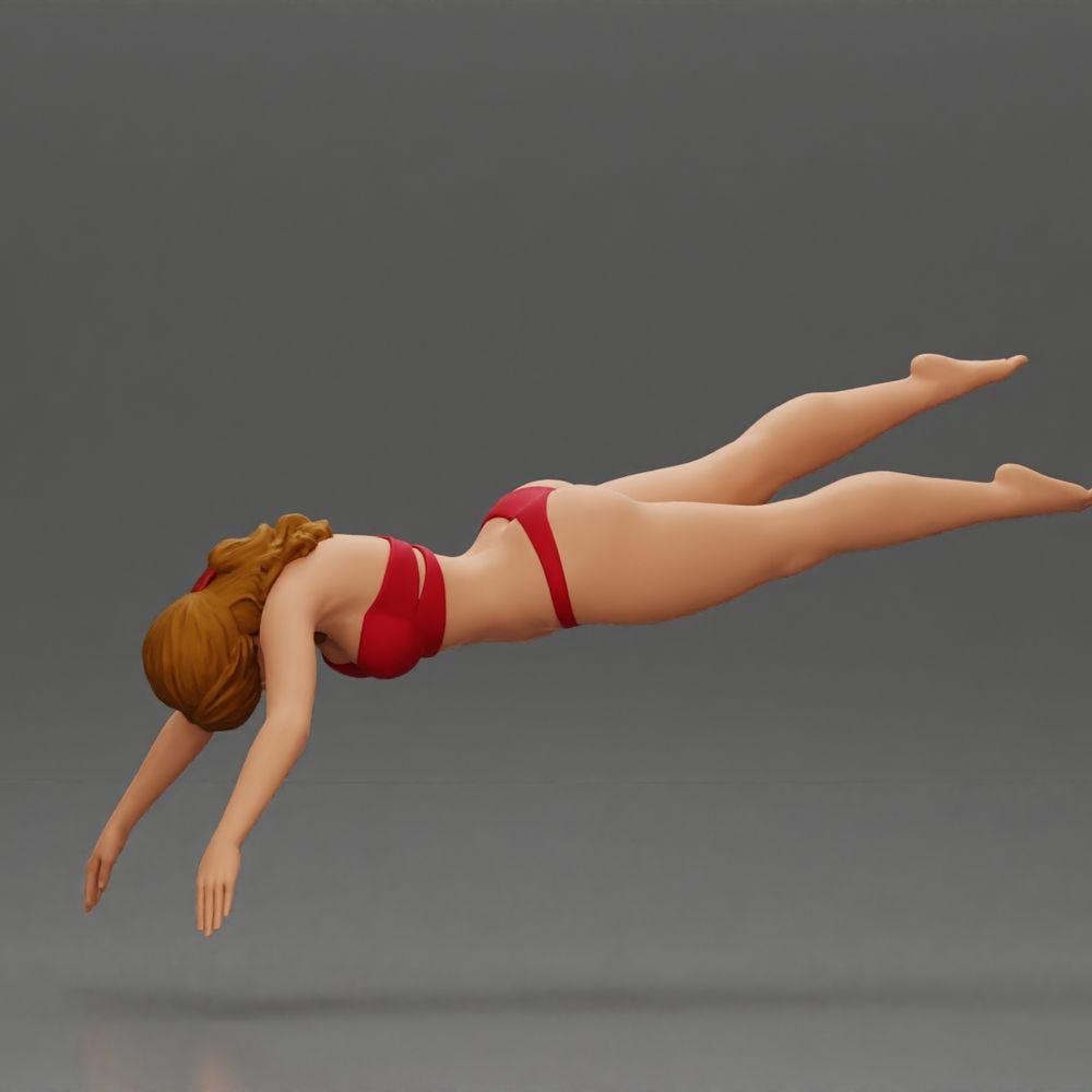 Diorama modélisme photo produit 4 : Miniature diorama : Femme en bikini rouge, pose de plongée/saut élégante (Ref Nr. A137)