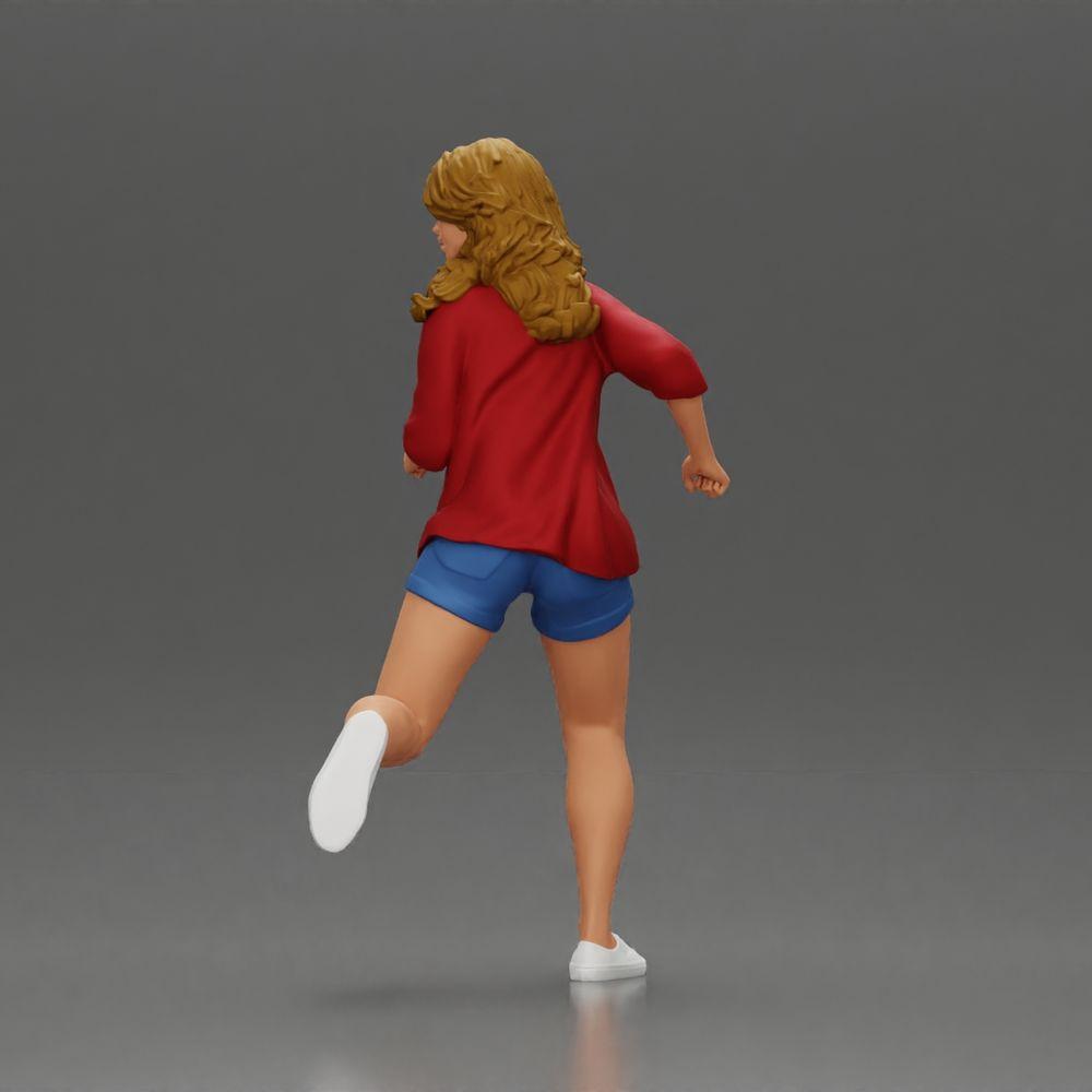 Diorama modélisme photo produit 4 : Figurine diorama : Jeune femme marchant avec une chemise ouverte et un short, déterminée (Ref Nr. A102)