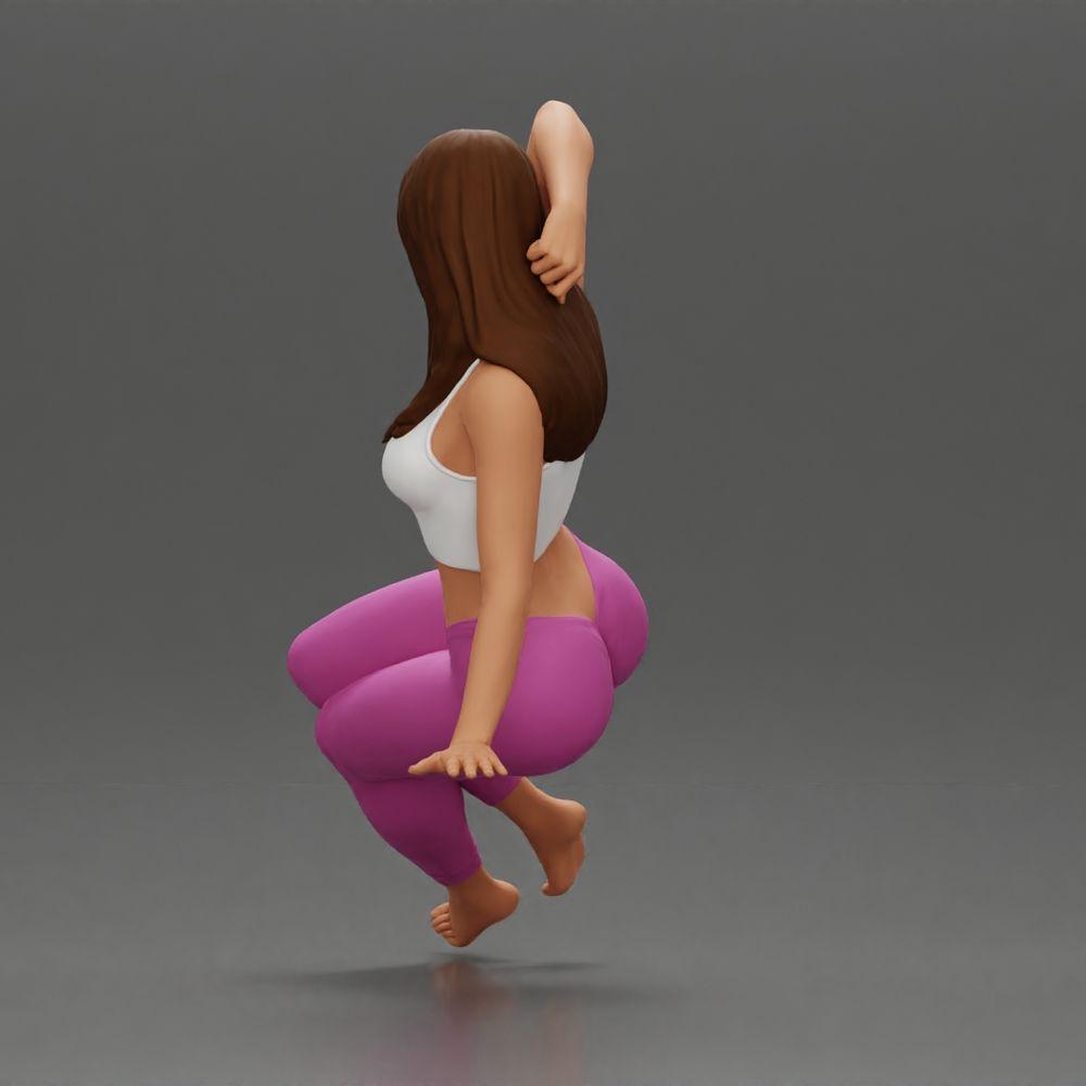 Diorama modélisme photo produit 4 : Figurine miniature : Femme en leggings, assise sur le canapé de côté, bras derrière la tête (Ref Nr. A68)