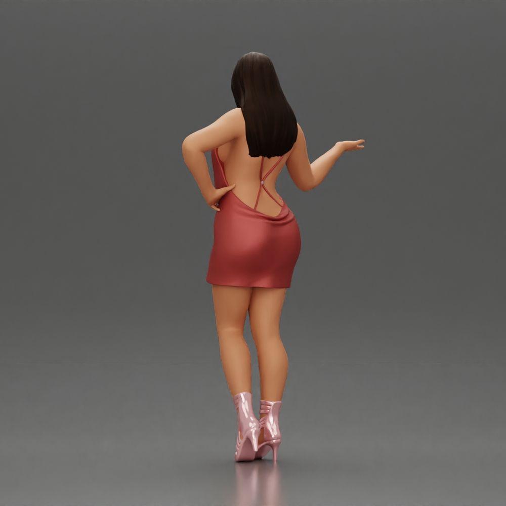 Diorama modélisme photo produit 4 : Figurine de diorama : femme élégante en robe courte, main tendue, collier (Ref Nr. A118)