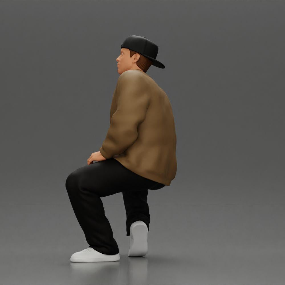 Diorama modélisme photo produit 4 : Figurine diorama : Homme hip-hop assis avec veste, casquette et baskets (Ref Nr. A62)